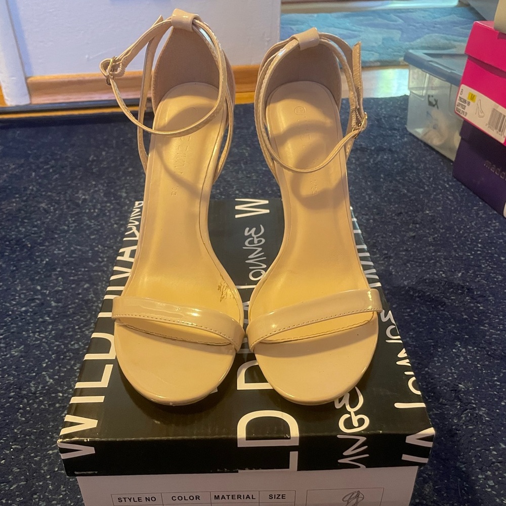 Nude Ankle Strap Heels